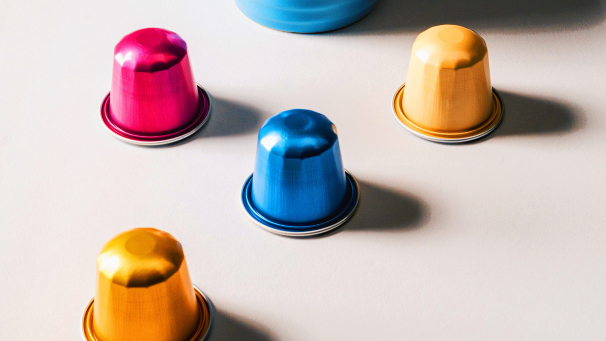 Colourful Nespresso® compatible coffee pods