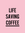 Black text with LIFE SAVING COFFEE on a pink background