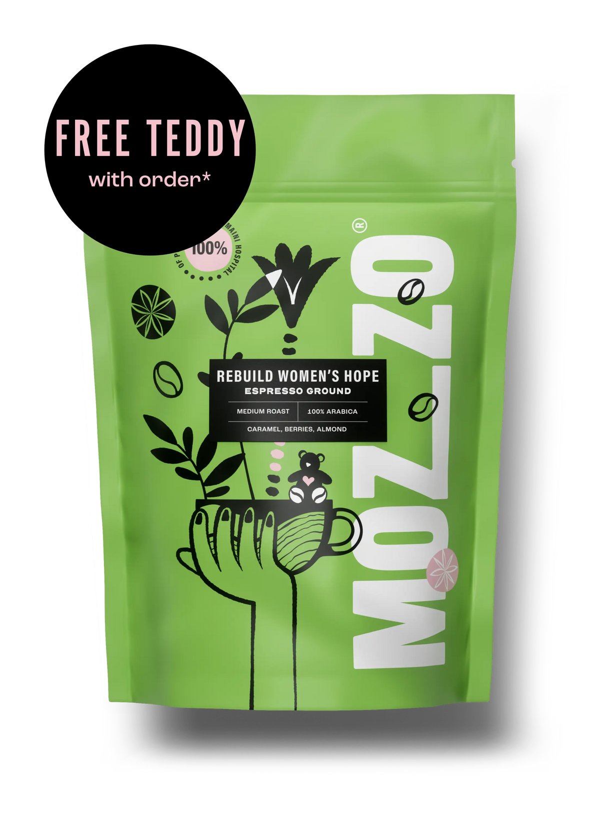 Rebuild Women's Hope 250g espresso ground with black circle: FREE TEDDY with order