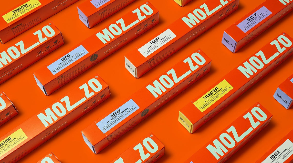 Branded Mozzo coffee capsule boxes 